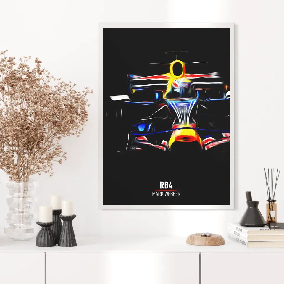 Affiche ou Tableau Red Bull RB4 Mark Webber Formule 1