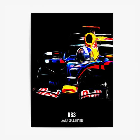 Affiche ou Tableau Red Bull RB3 David Coulthard Formule 1