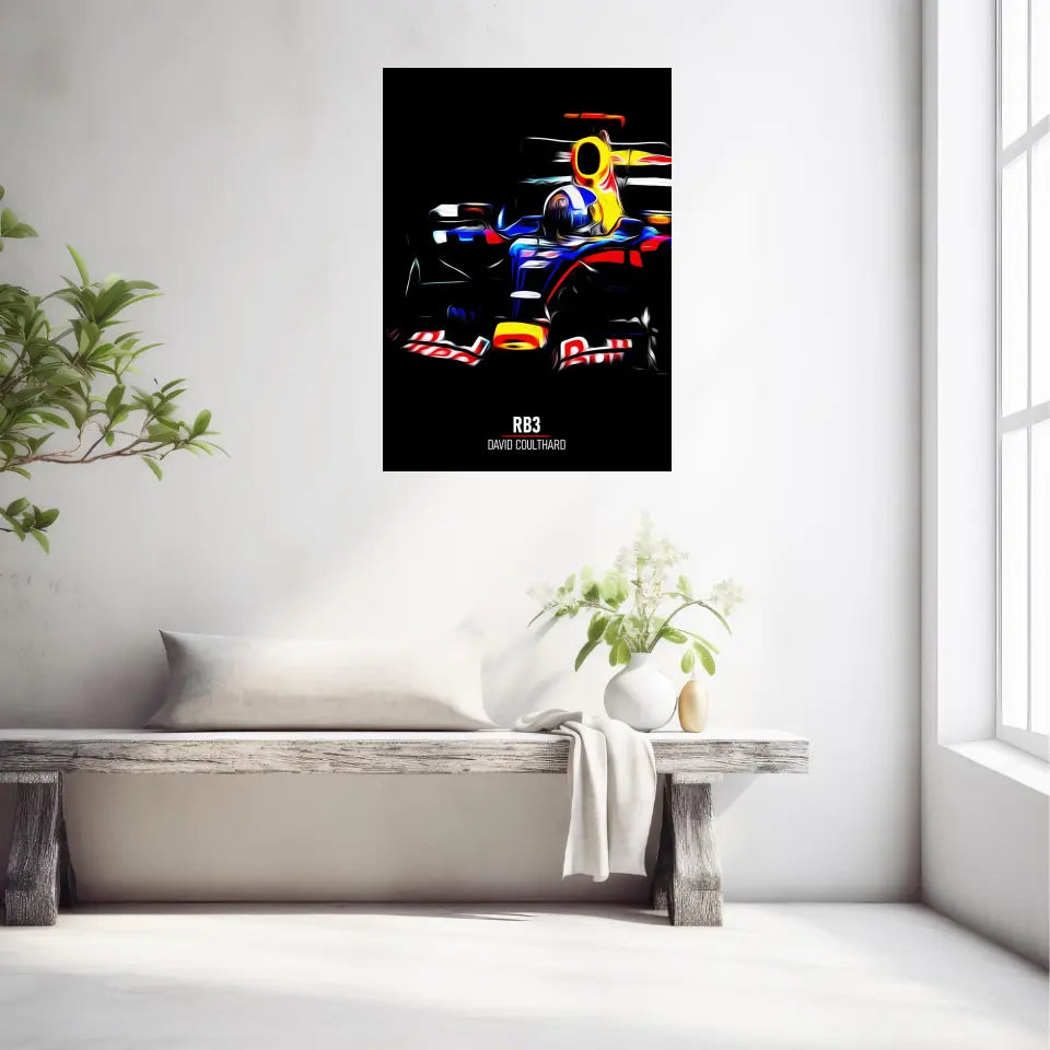 Affiche ou Tableau Red Bull RB3 David Coulthard Formule 1