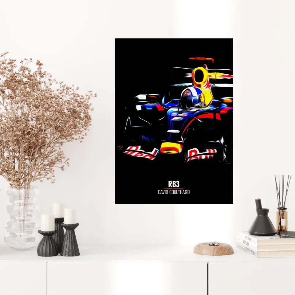 Affiche ou Tableau Red Bull RB3 David Coulthard Formule 1