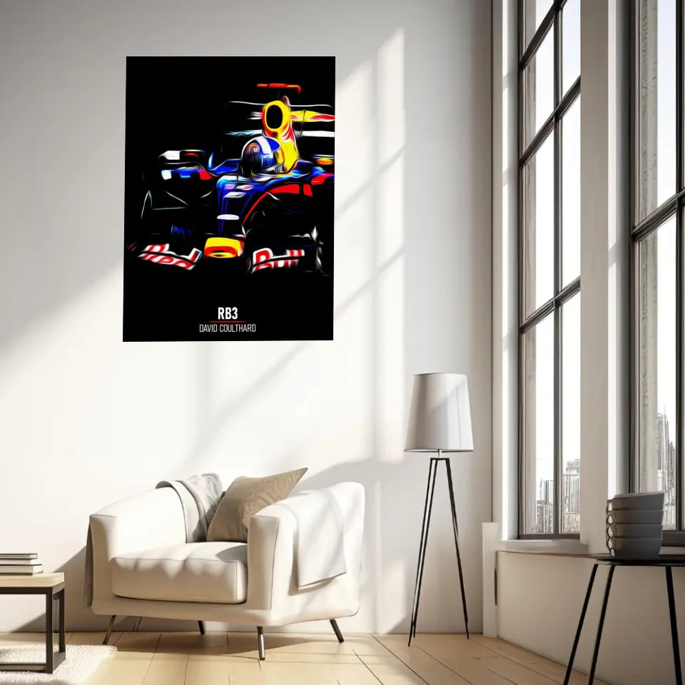 Affiche ou Tableau Red Bull RB3 David Coulthard Formule 1