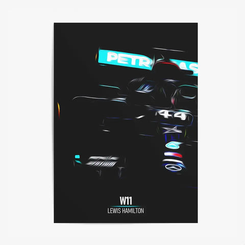 Affiche ou Tableau Mercedes W11 Lewis Hamilton Formule 1