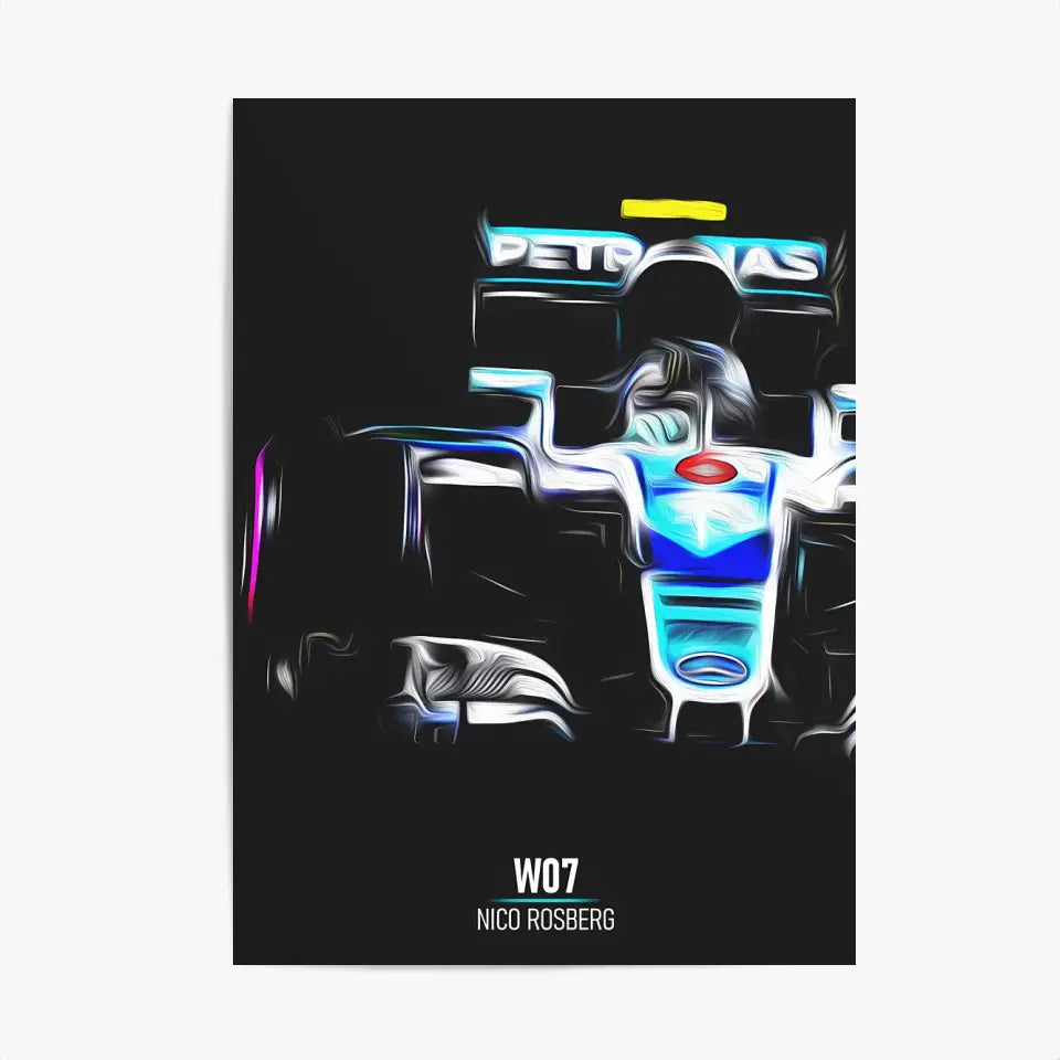 Affiche ou Tableau Mercedes W07 Nico Rosberg Formule 1