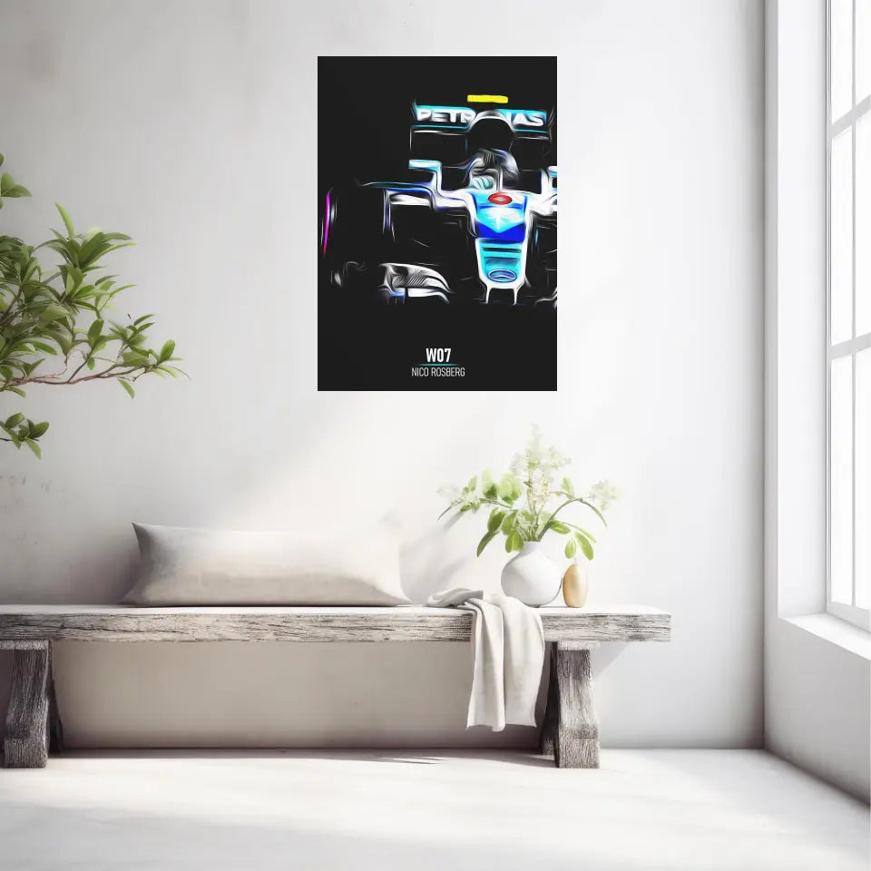 Affiche ou Tableau Mercedes W07 Nico Rosberg Formule 1