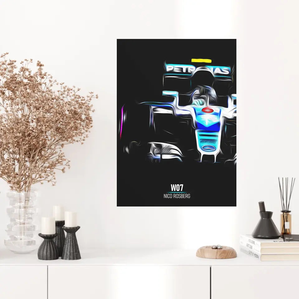 Affiche ou Tableau Mercedes W07 Nico Rosberg Formule 1