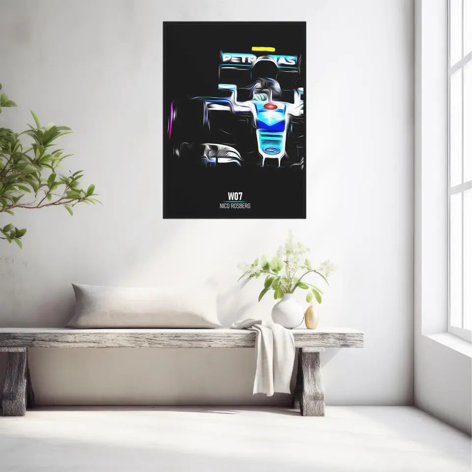 Affiche ou Tableau Mercedes W07 Nico Rosberg Formule 1