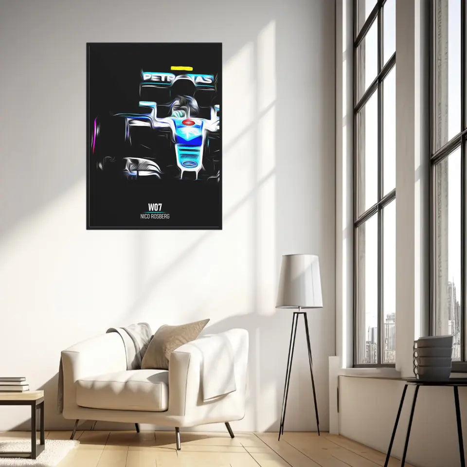 Affiche ou Tableau Mercedes W07 Nico Rosberg Formule 1