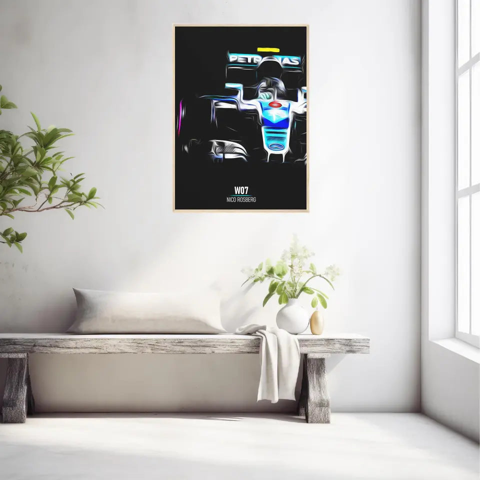Affiche ou Tableau Mercedes W07 Nico Rosberg Formule 1