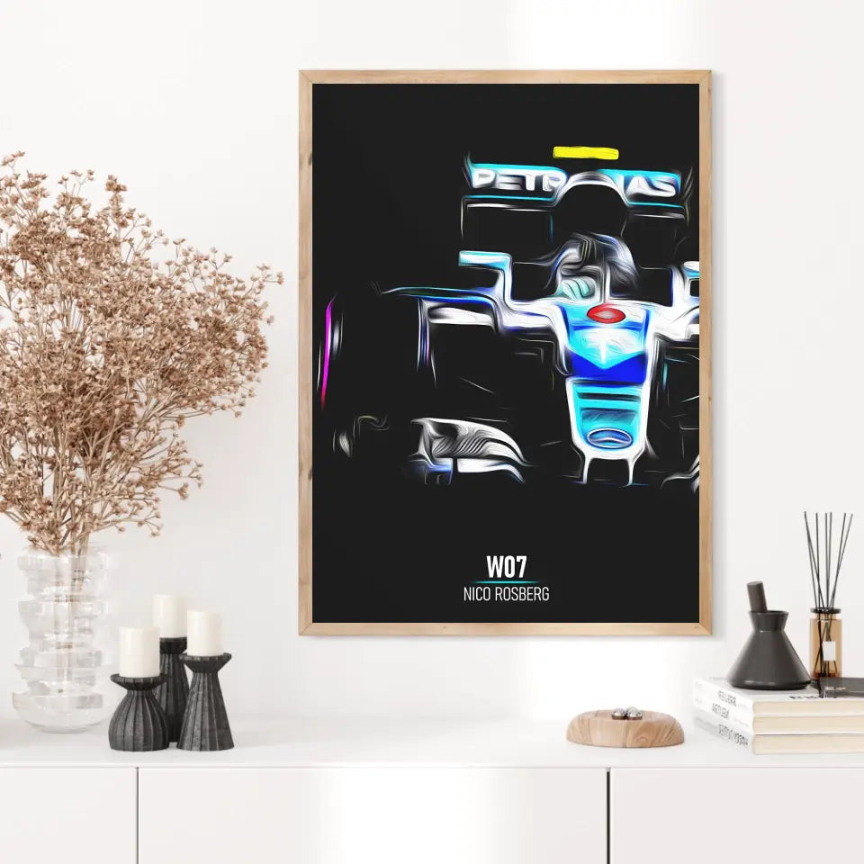 Affiche ou Tableau Mercedes W07 Nico Rosberg Formule 1