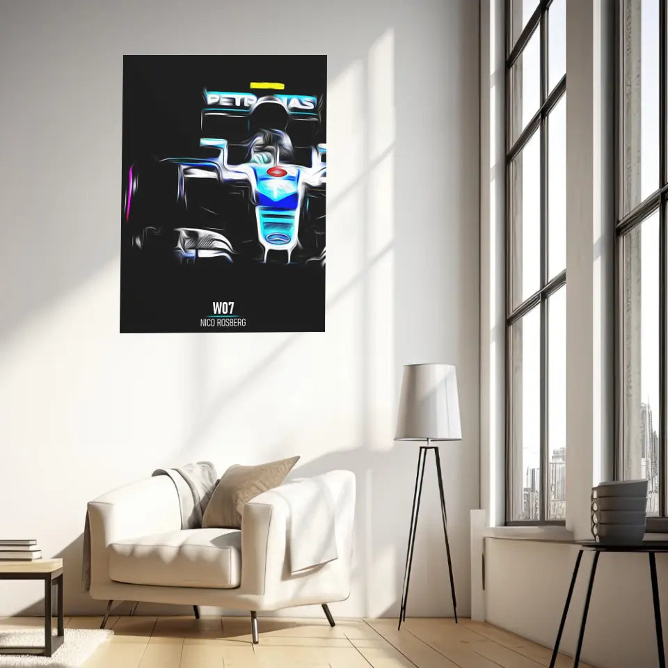 Affiche ou Tableau Mercedes W07 Nico Rosberg Formule 1