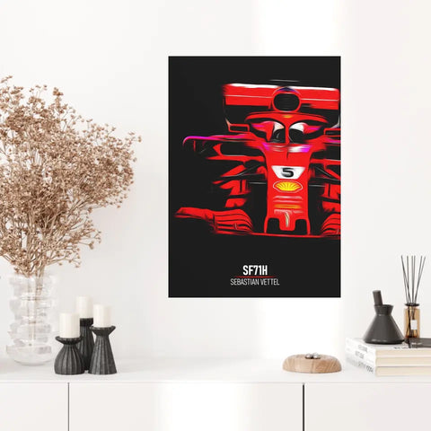 Affiche ou Tableau Ferrari SF71H Sebastian Vettel Formule 1