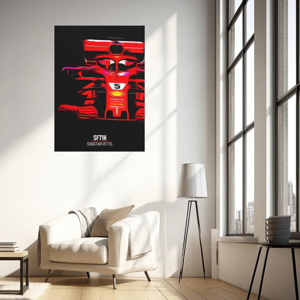 Affiche ou Tableau Ferrari SF71H Sebastian Vettel Formule 1
