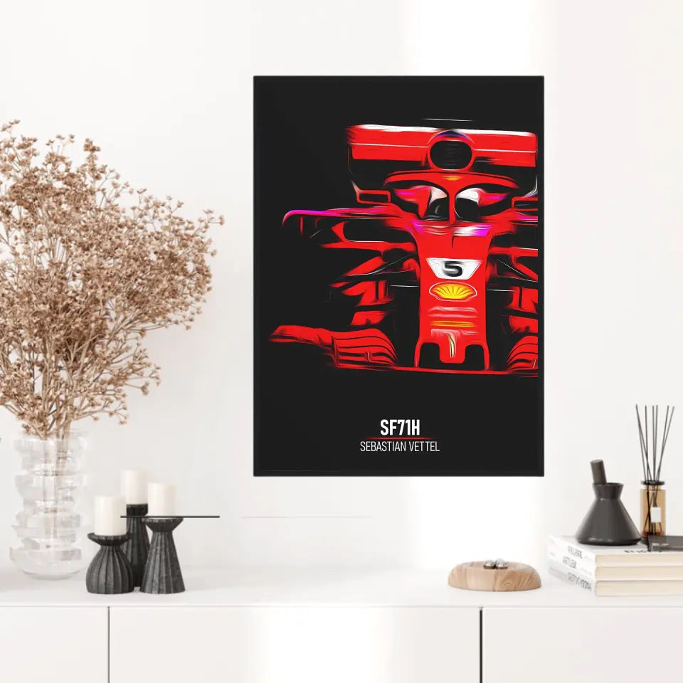 Affiche ou Tableau Ferrari SF71H Sebastian Vettel Formule 1