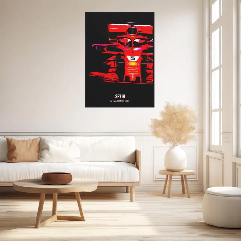 Affiche ou Tableau Ferrari SF71H Sebastian Vettel Formule 1