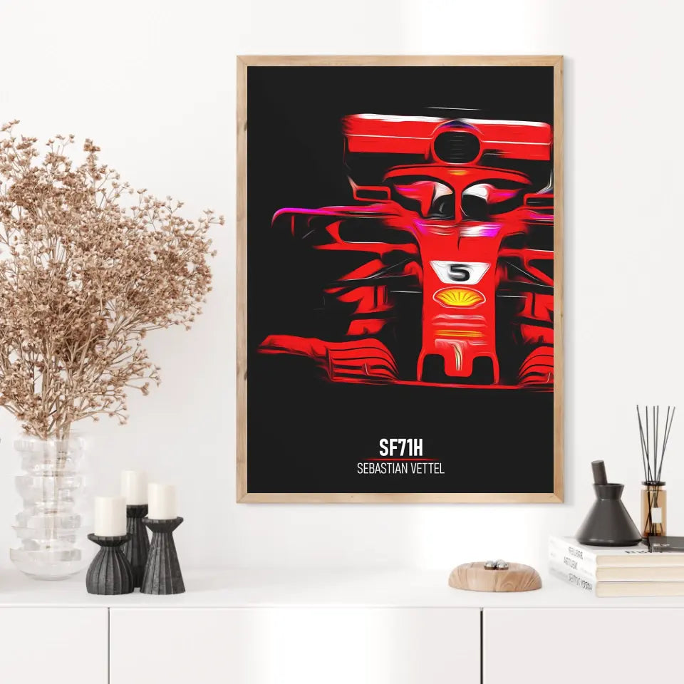 Affiche ou Tableau Ferrari SF71H Sebastian Vettel Formule 1