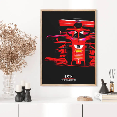 Affiche ou Tableau Ferrari SF71H Sebastian Vettel Formule 1