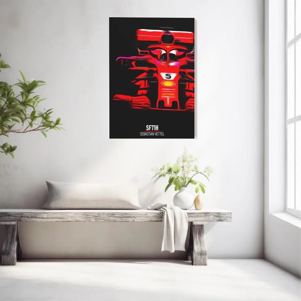 Affiche ou Tableau Ferrari SF71H Sebastian Vettel Formule 1
