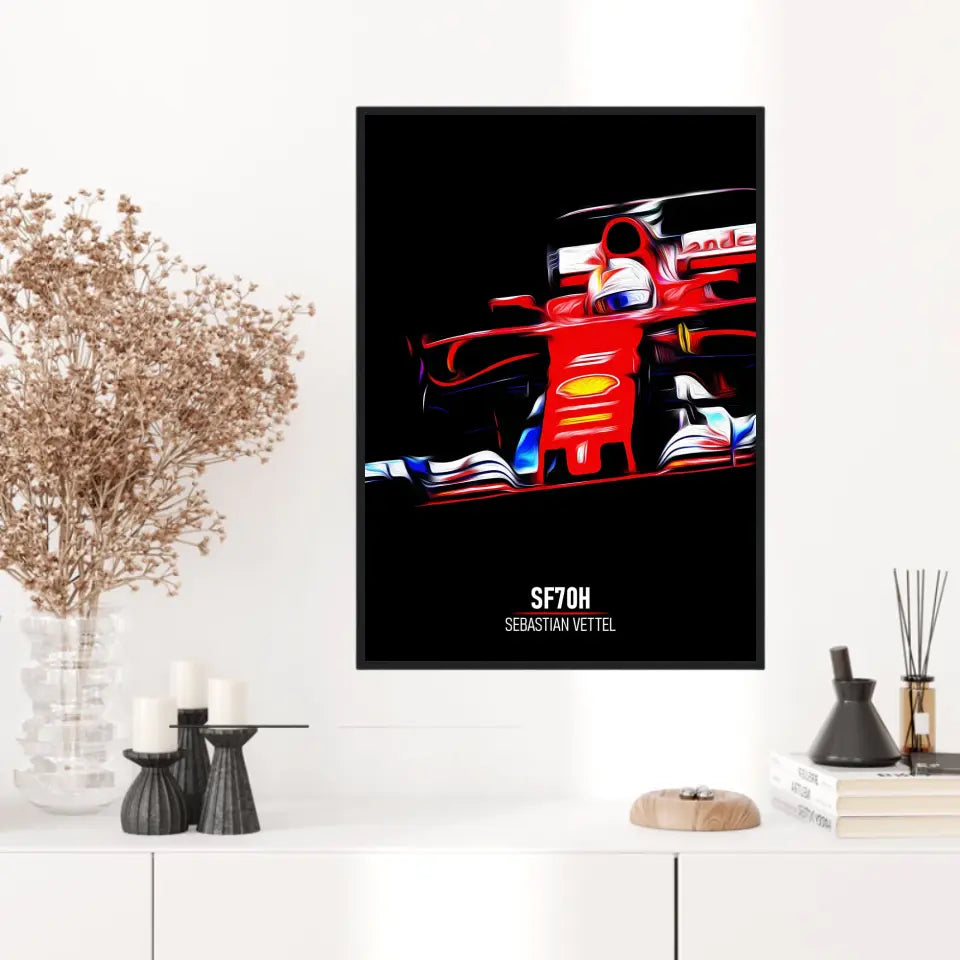 Affiche ou Tableau Ferrari SF70H Sebastian Vettel Formule 1