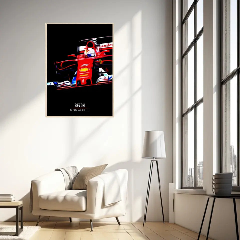 Affiche ou Tableau Ferrari SF70H Sebastian Vettel Formule 1