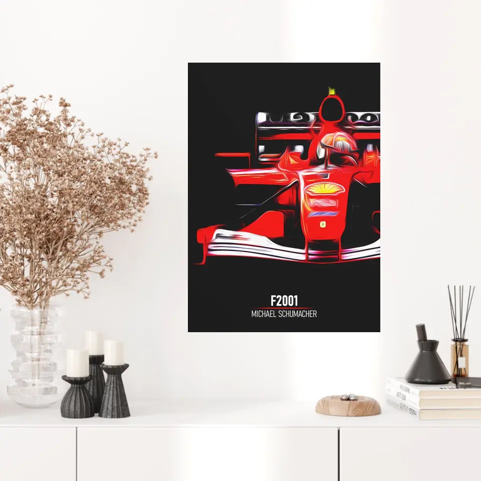 Affiche ou Tableau Ferrari F2001 Michael Schumacher Formule 1