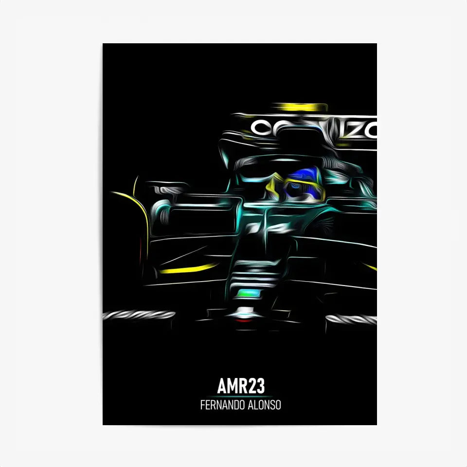 Affiche ou Tableau Aston Martin AMR23 Fernando Alonso Formule 1