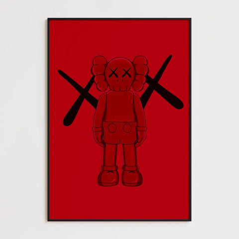 Affiche et Tableau Moderne KAWS Rouge