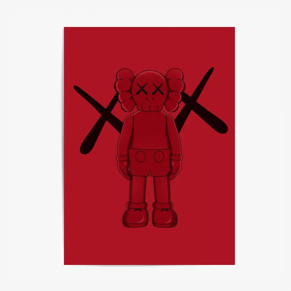 Affiche et Tableau Moderne KAWS Rouge