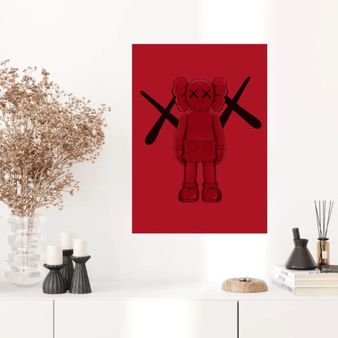 Affiche et Tableau Moderne KAWS Rouge