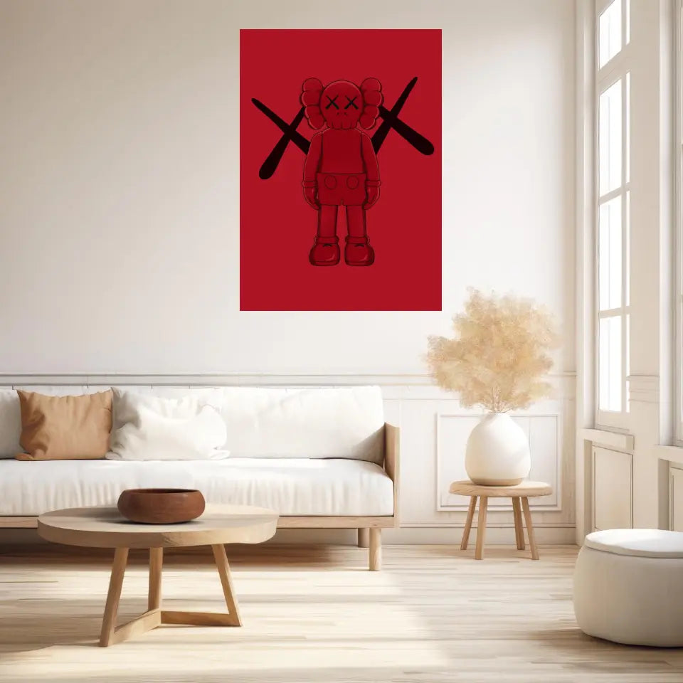 Affiche et Tableau Moderne KAWS Rouge