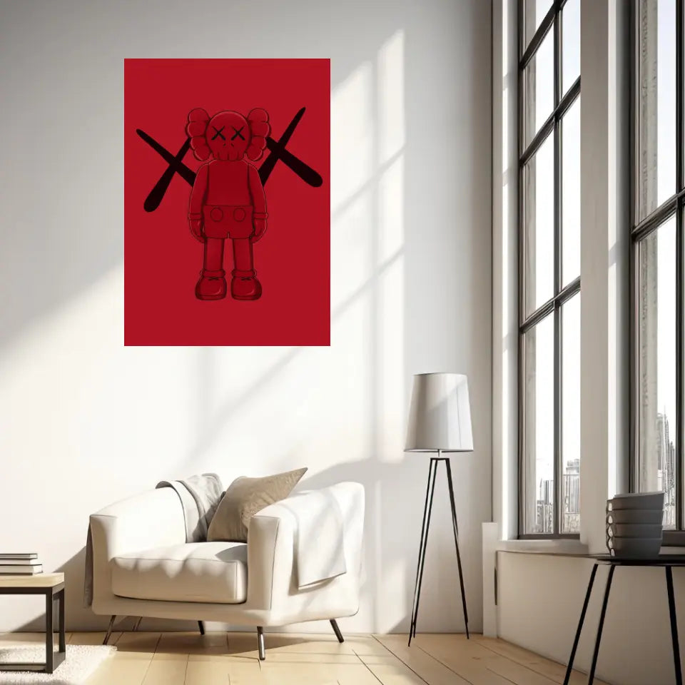 Affiche et Tableau Moderne KAWS Rouge