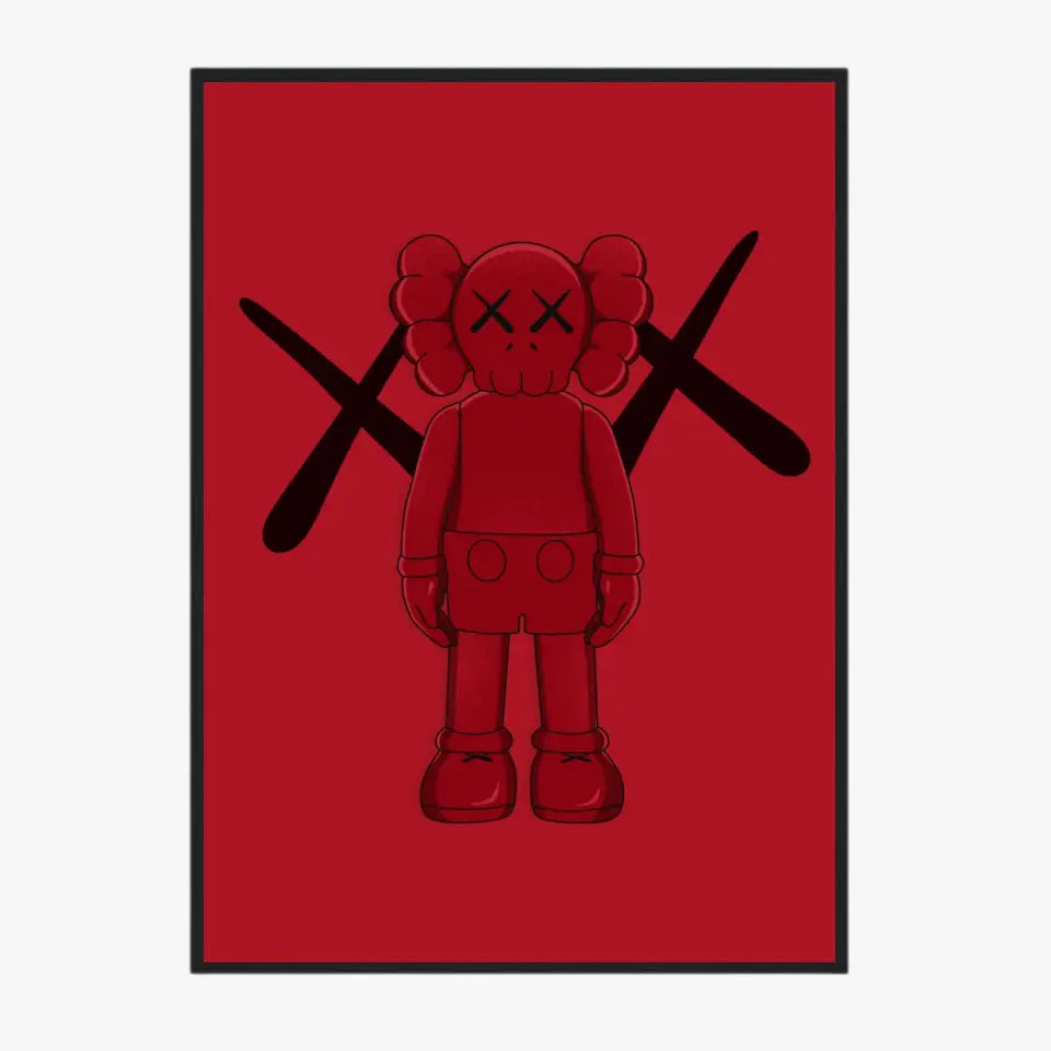 Affiche et Tableau Moderne KAWS Rouge