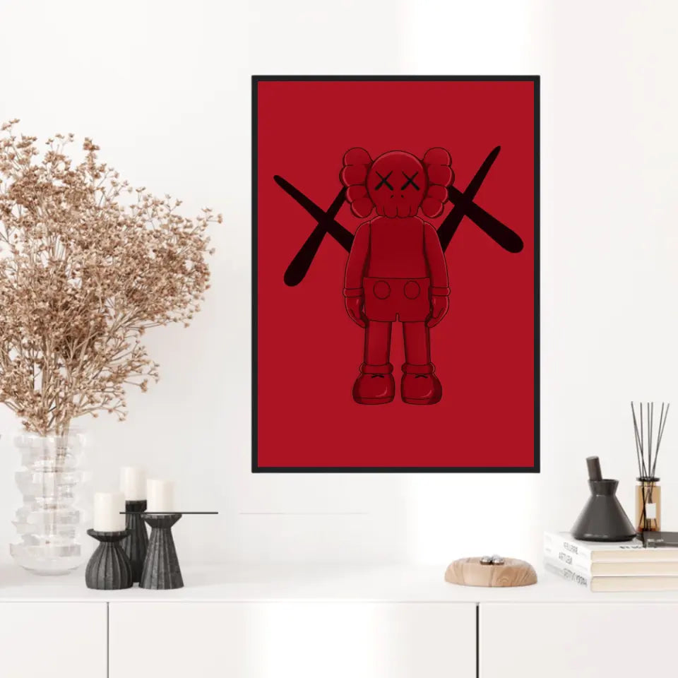 Affiche et Tableau Moderne KAWS Rouge