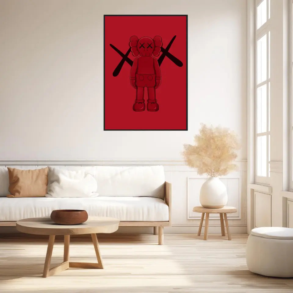 Affiche et Tableau Moderne KAWS Rouge