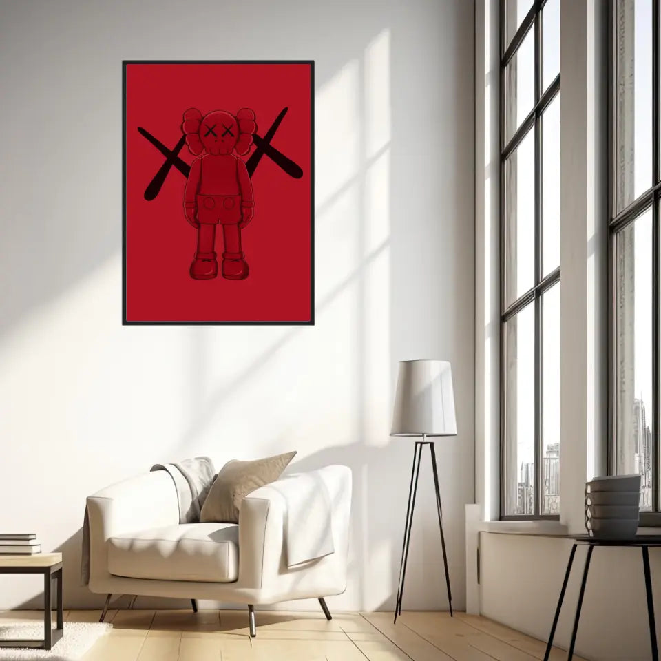 Affiche et Tableau Moderne KAWS Rouge