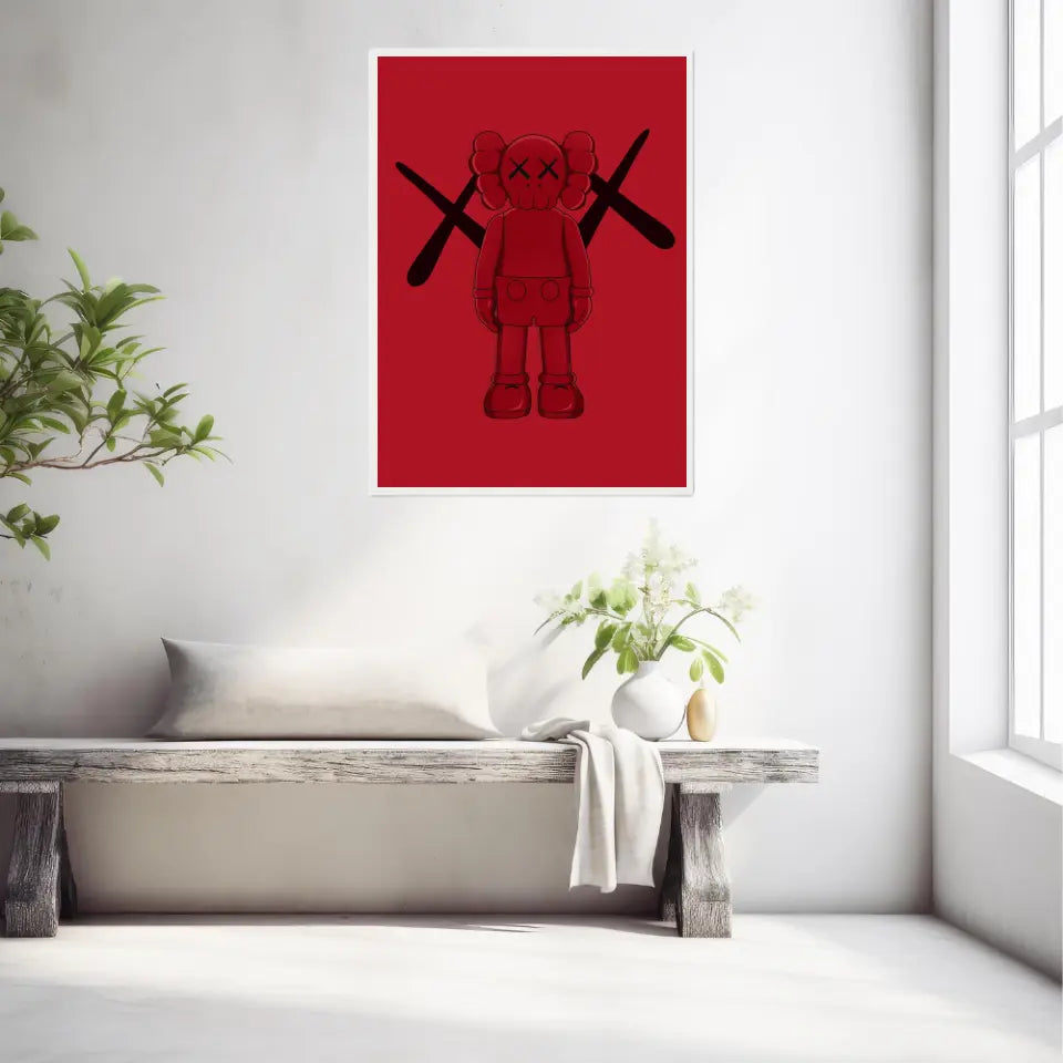 Affiche et Tableau Moderne KAWS Rouge