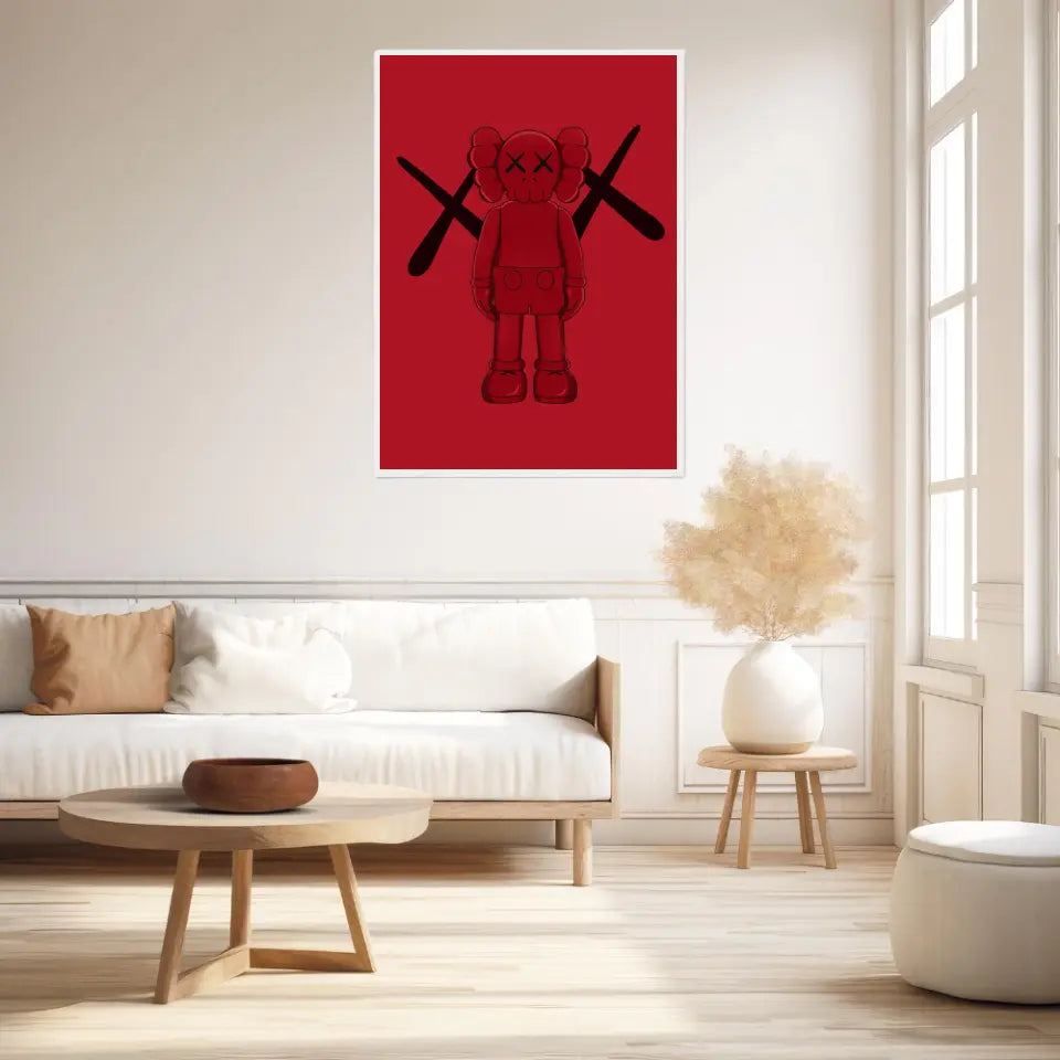 Affiche et Tableau Moderne KAWS Rouge
