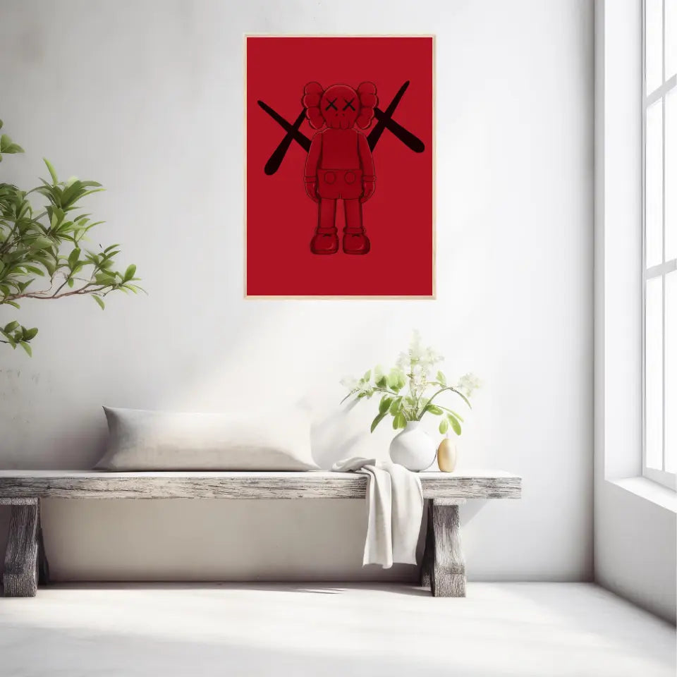 Affiche et Tableau Moderne KAWS Rouge