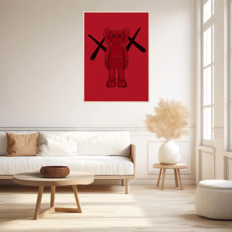 Affiche et Tableau Moderne KAWS Rouge