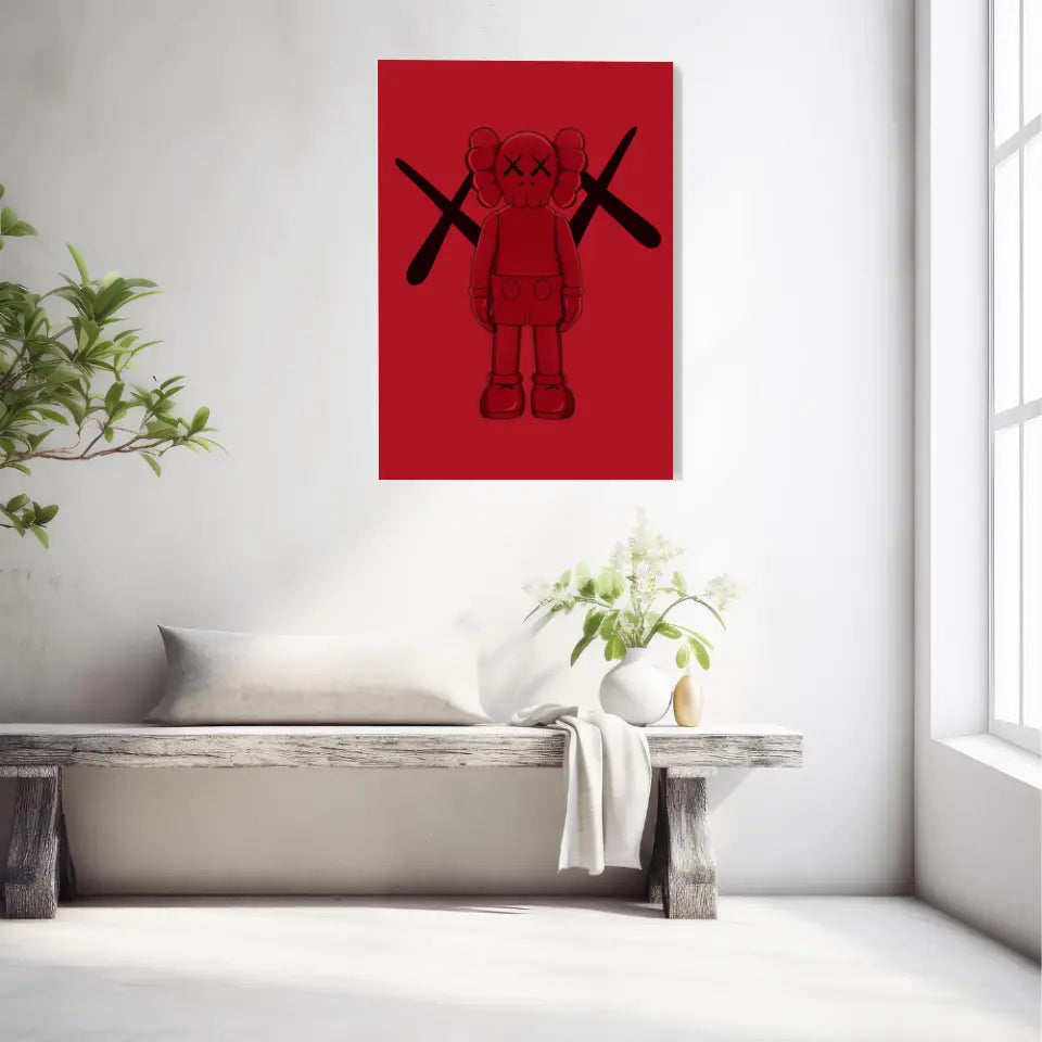 Affiche et Tableau Moderne KAWS Rouge