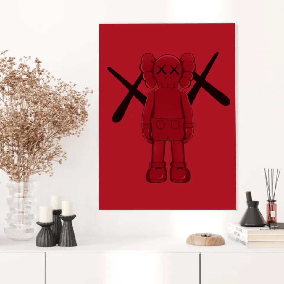 Affiche et Tableau Moderne KAWS Rouge