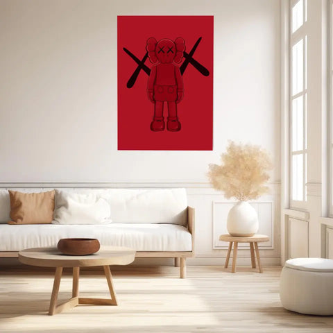 Affiche et Tableau Moderne KAWS Rouge