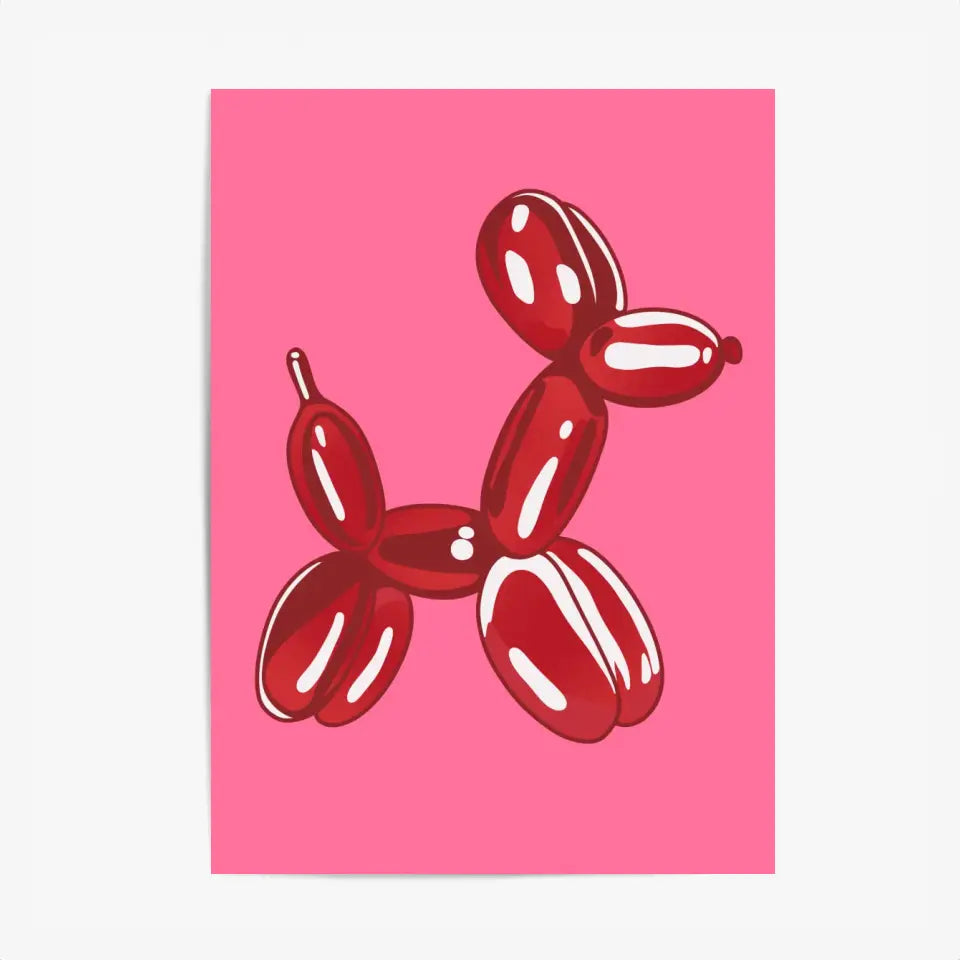 Affiche et Tableau Moderne Jeff Koons Balloon Dogs rouge