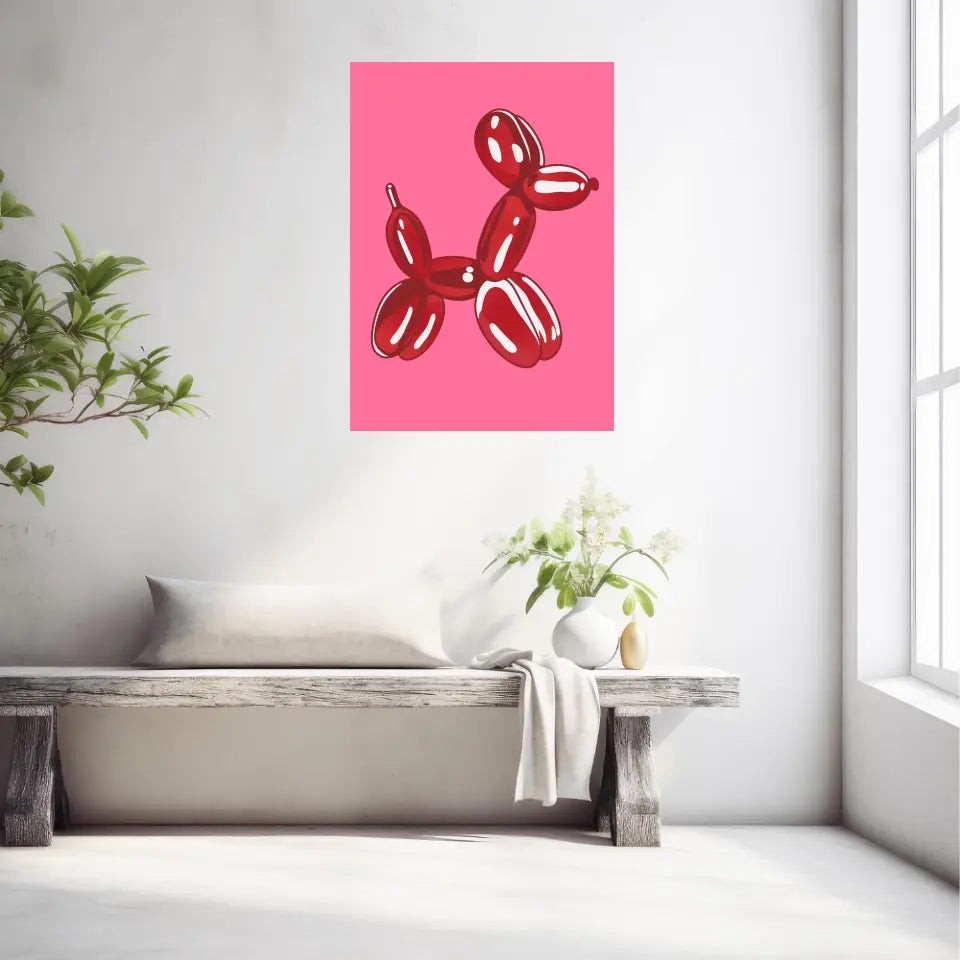 Affiche et Tableau Moderne Jeff Koons Balloon Dogs rouge