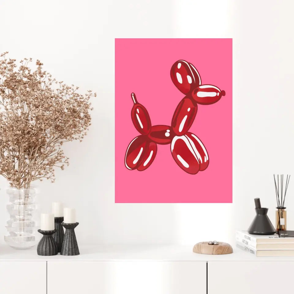 Affiche et Tableau Moderne Jeff Koons Balloon Dogs rouge