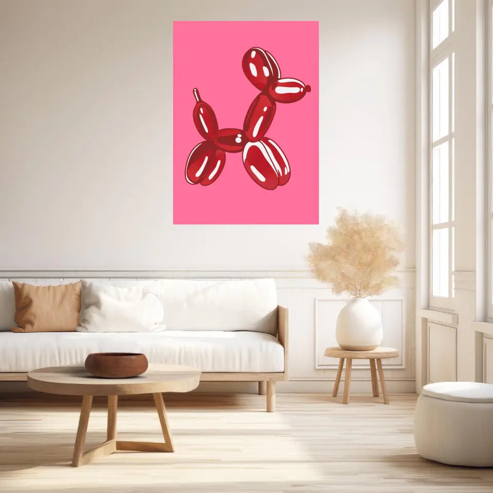 Affiche et Tableau Moderne Jeff Koons Balloon Dogs rouge