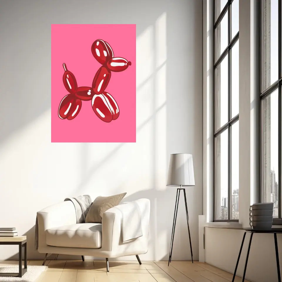Affiche et Tableau Moderne Jeff Koons Balloon Dogs rouge