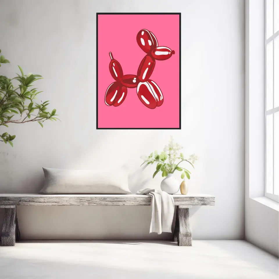 Affiche et Tableau Moderne Jeff Koons Balloon Dogs rouge