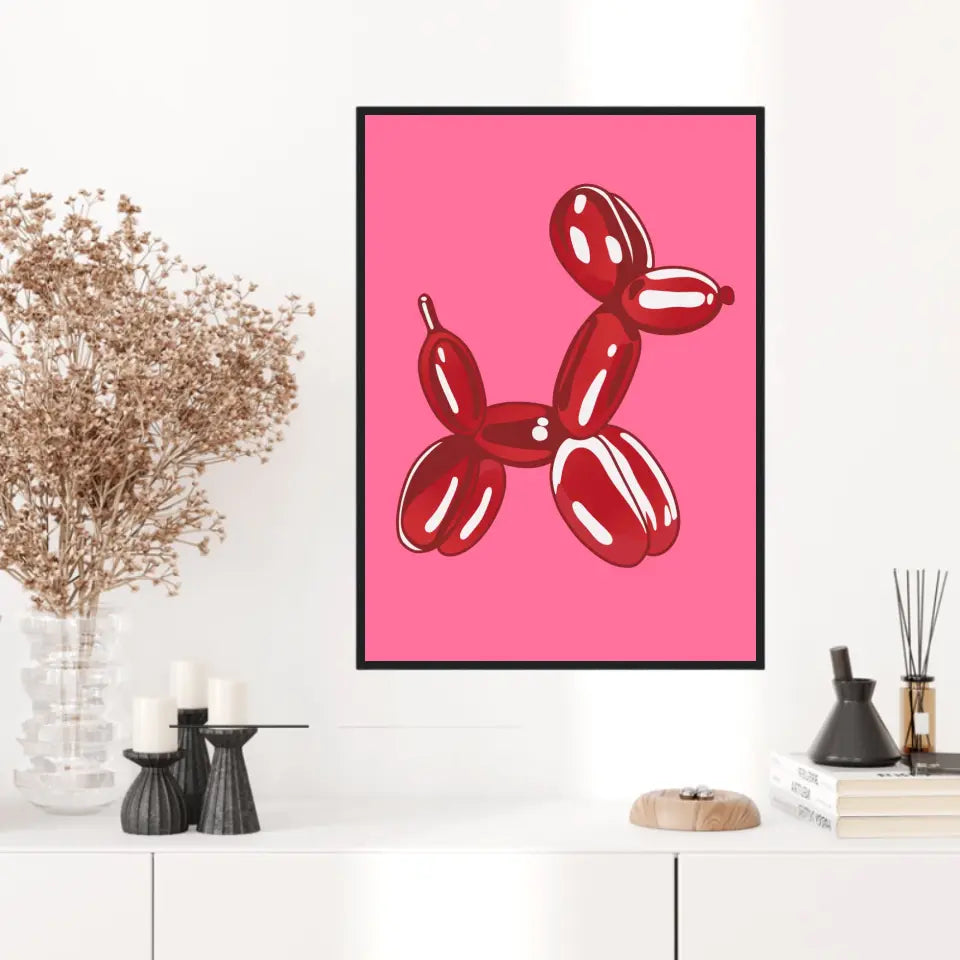 Affiche et Tableau Moderne Jeff Koons Balloon Dogs rouge