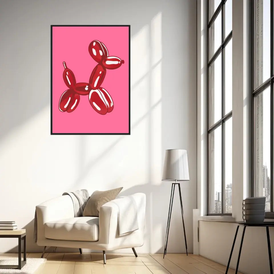 Affiche et Tableau Moderne Jeff Koons Balloon Dogs rouge