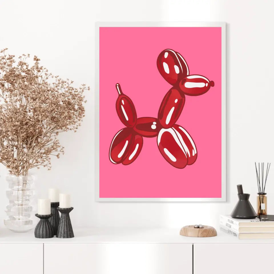 Affiche et Tableau Moderne Jeff Koons Balloon Dogs rouge